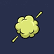 A cartoon burp cloud, one tight puff of pale yellow-green vapour with a comic ink outline and two small radiating stink ticks