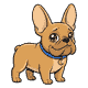 Gizmo standing FULL BODY side-on with all four legs on the ground, huge glossy anime sparkle eyes and a tiny sweet closed smile